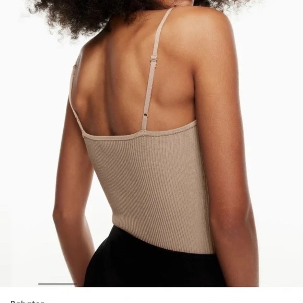 EUC Babaton Knit Cami Cropped Tank in Tan Size Medium - Picture 4 of 8